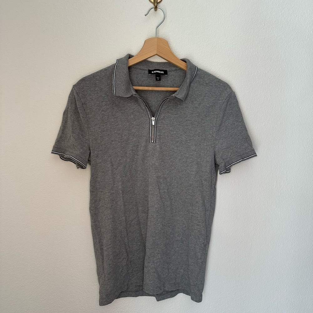 Express Charcoal Zip Polo Shirt
